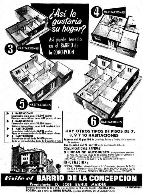 anuncios antiguos inmobiliarios del barrio concepcion madrid